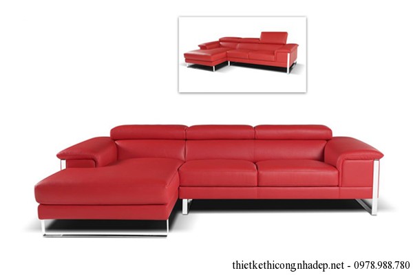 Ghế sofa góc màu đỏ